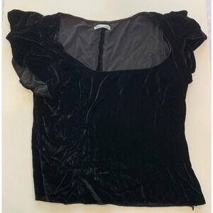 Reformation Black Velvet Look Top Size 8 Rayon Silk Blend USA Sexy Chic Date